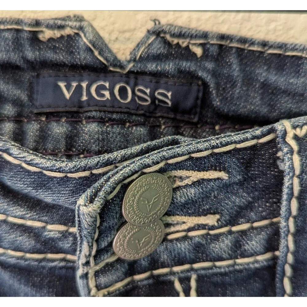 Vigoss Jeans Dallas Jeans Capri Size 29x22 Blue Embellished Western (648)